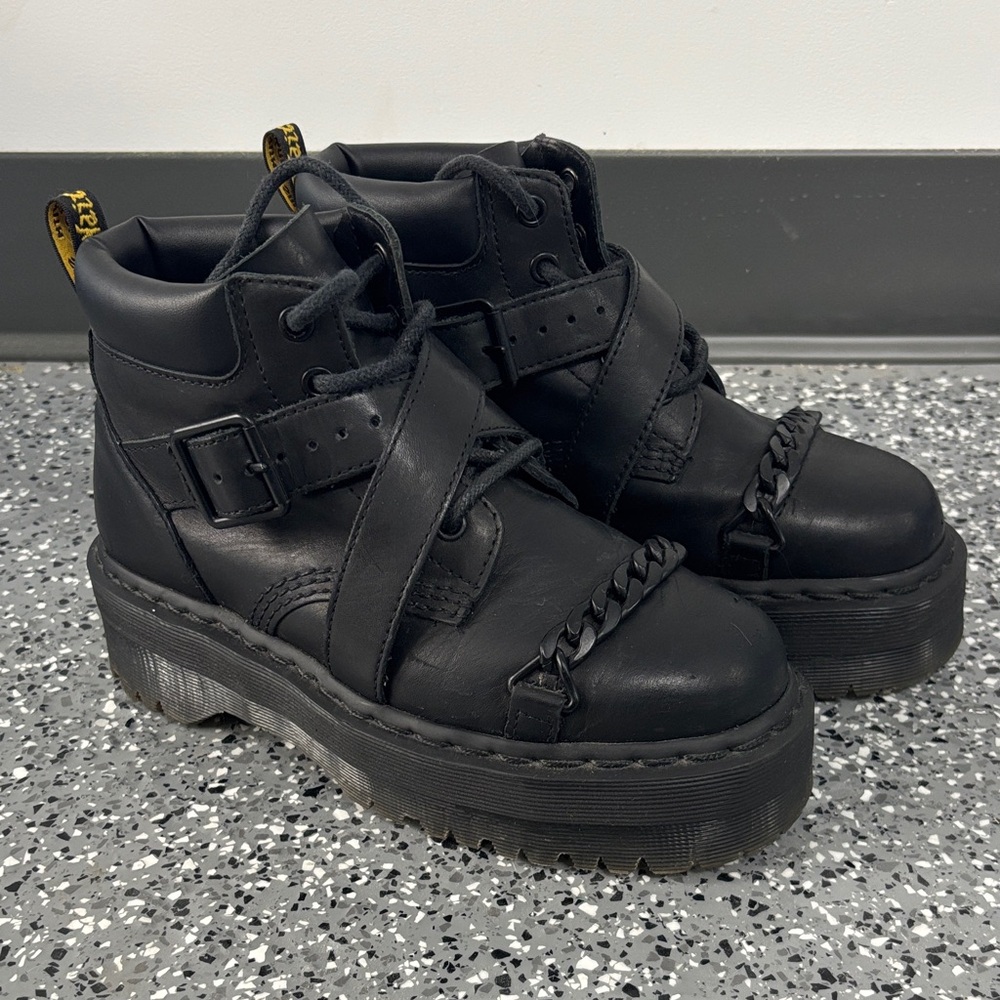 Dr. Martens Beaumann black leather platform ankle boots
